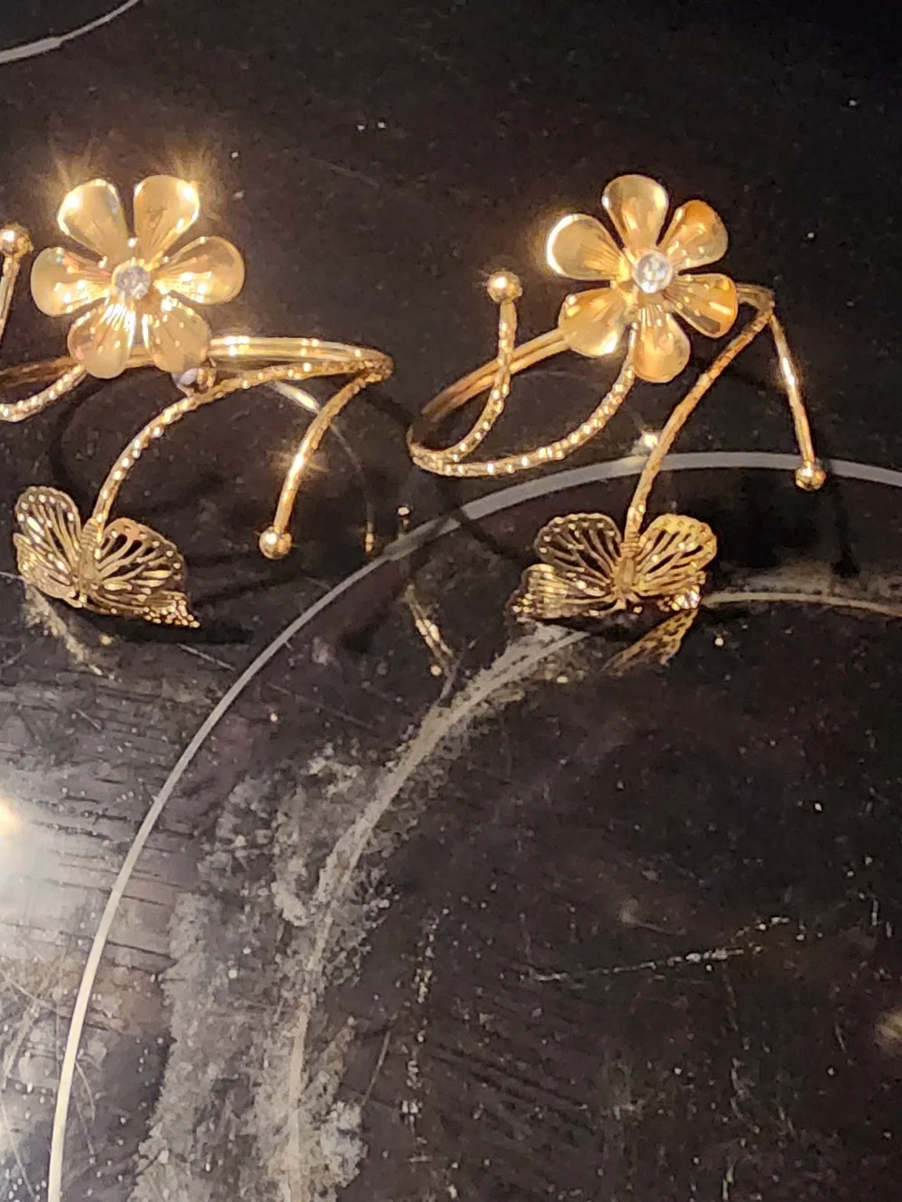 Gold Butterfly & Flower Adjustable Bracelet - Women Accessories